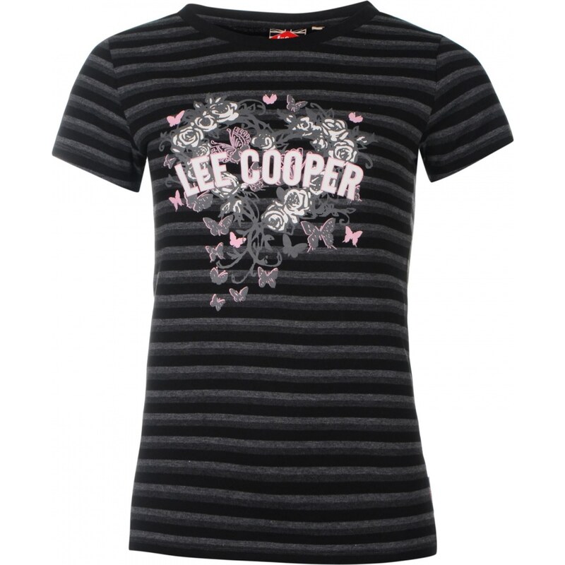 Lee Cooper Yarn Dye Crew T Shirt Ladies, black
