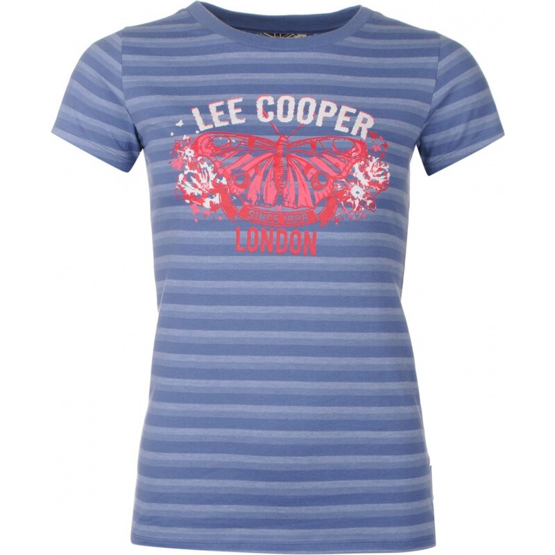 Lee Cooper Yarn Dye Crew T Shirt Ladies, denim blue