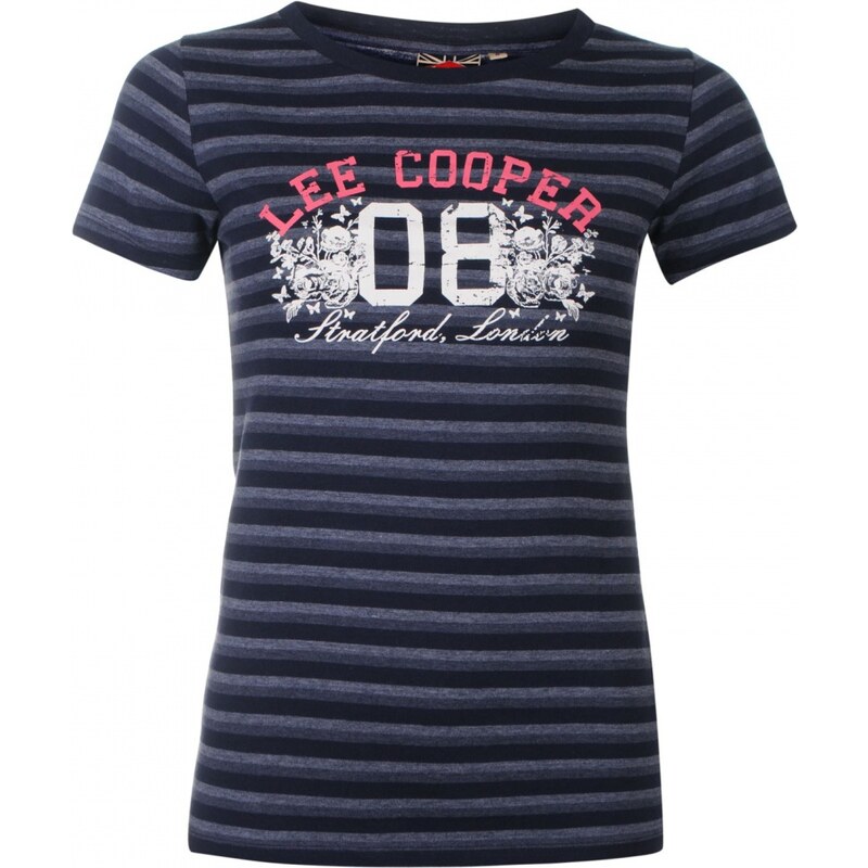 Lee Cooper Yarn Dye Crew T Shirt Ladies, navy
