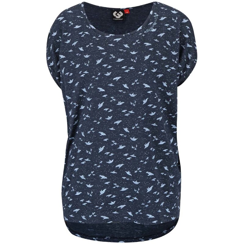 Tmavě modré žíhané dámské oversize tričko se vzorem Ragwear Hipe