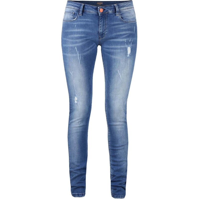 Modré dámské džíny s vyšisovaným efektem Cars Juliette