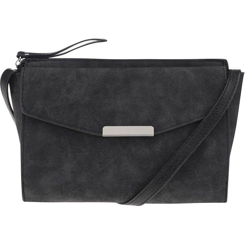 Černá menší crossbody kabelka s detaily v semišové úpravě Pieces Paura