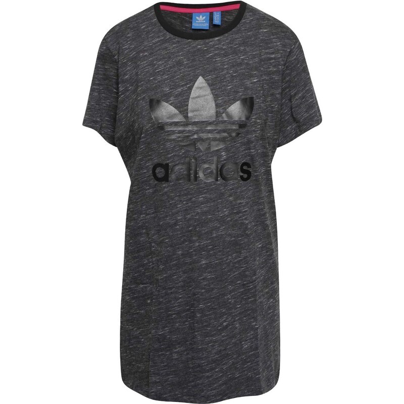 Šedé dámské žíhané dlouhé tričko s logem adidas Originals Trefoil - GLAMI.cz