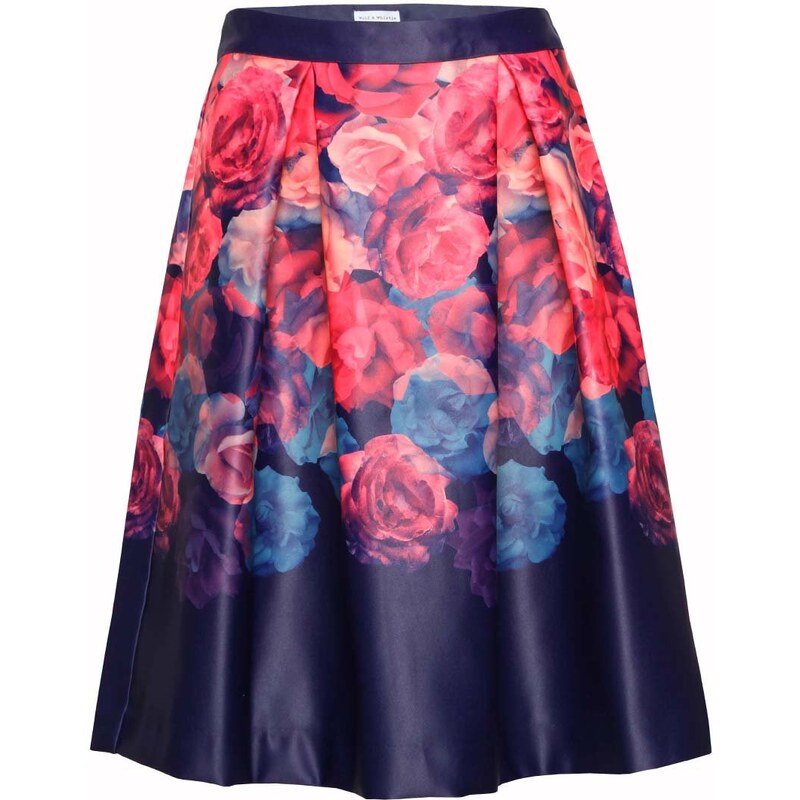 Modro-růžová květovaná sukně Wolf & Whistle