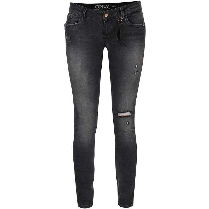 Tmavě šedé džíny s detaily ONLY Coral SL Zip