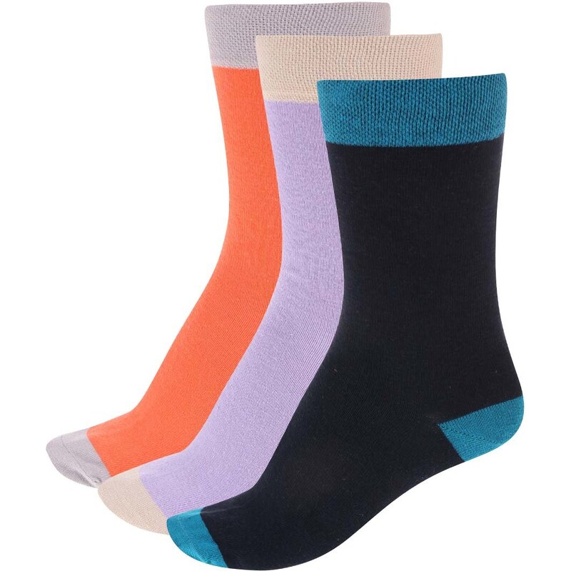 Černo-oranžové ponožky v sadě tří párů OJJU