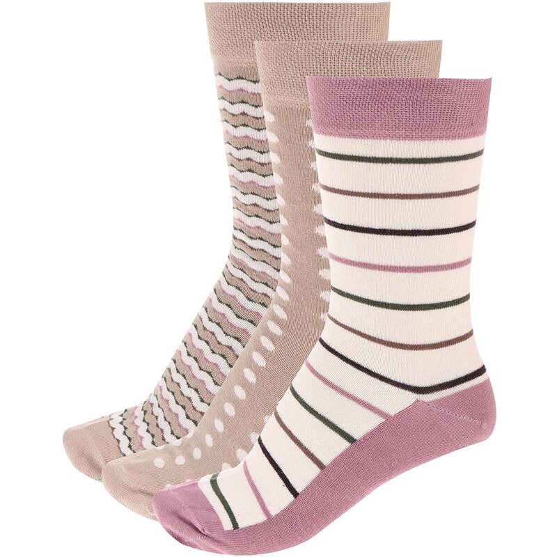 Barevné pruhované ponožky v sadě tří párů OJJU