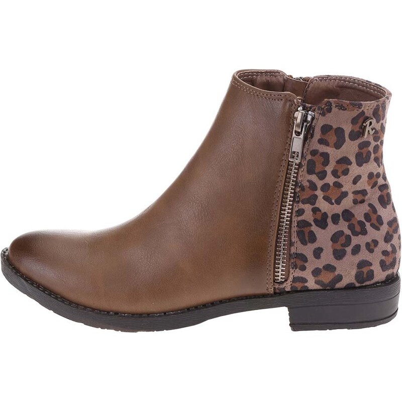 Hnědé kotníkové boty s leopardím vzorem Refresh