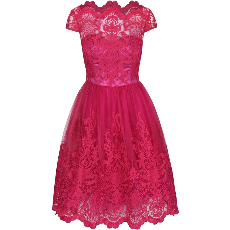 Růžové krajkové šaty Chi Chi London Suki - GLAMI.cz