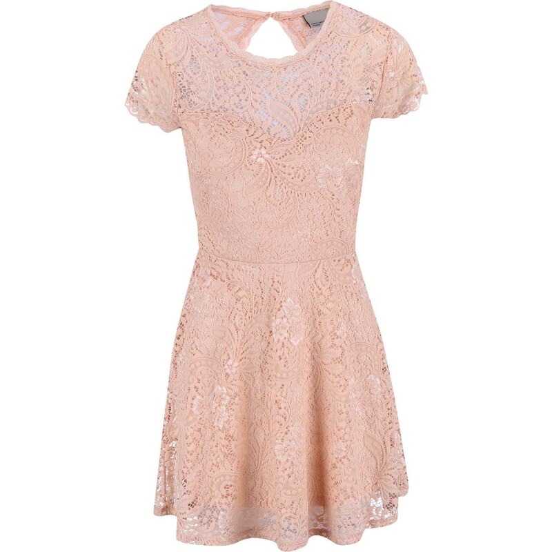 Světle růžové krajkové šaty Vero Moda Celeb