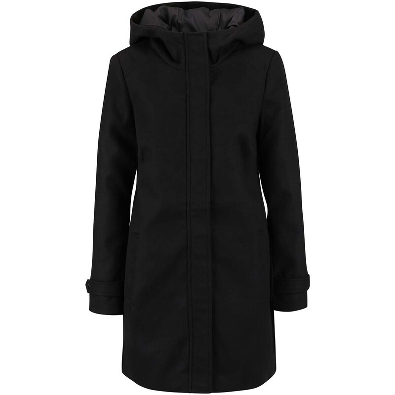 Černý kabát s kapucí VERO MODA Mialiga