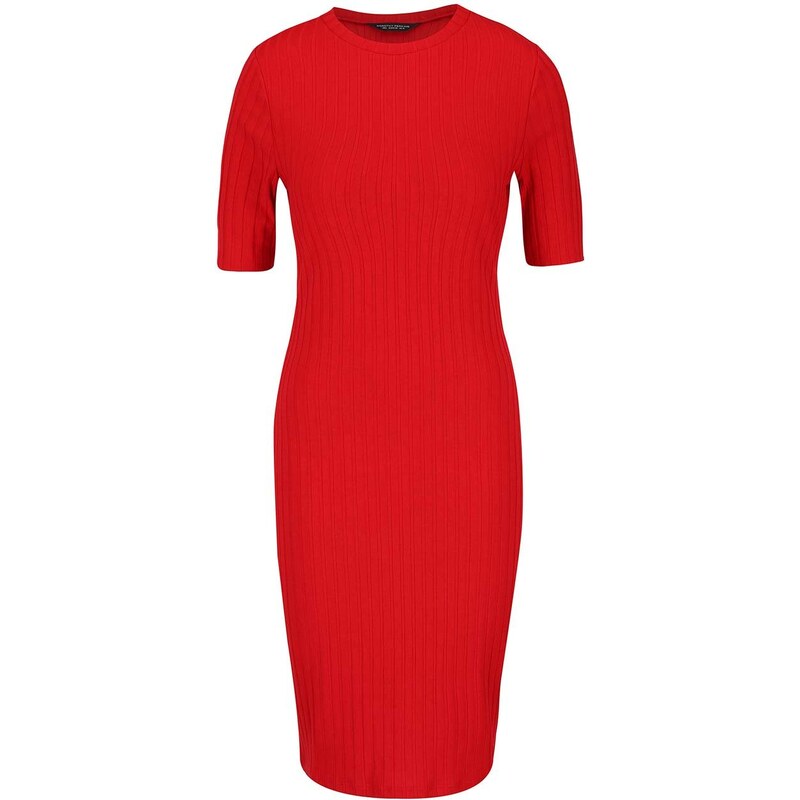 Červené žebrované šaty Dorothy Perkins