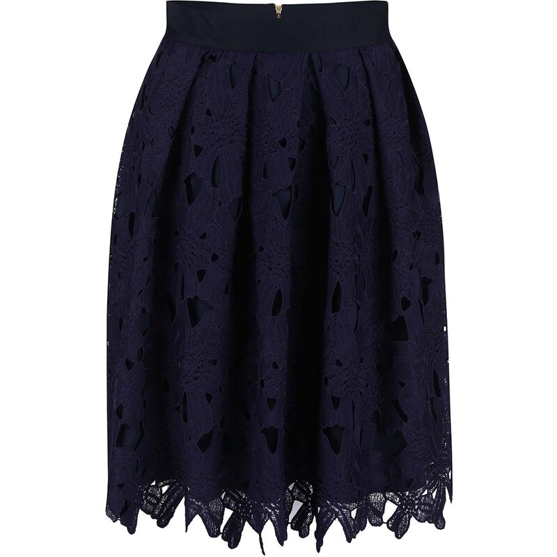 Tmavě fialová sukně s květinovou krajkou Closet