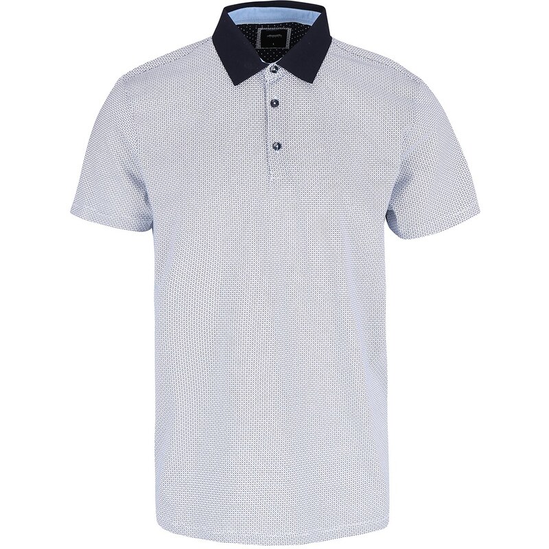 Modro-bílé vzorované polo triko Burton Menswear London
