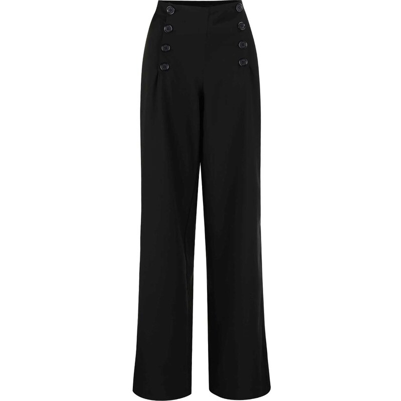 Černé dámské volné kalhoty s knoflíky Alchymi Orion