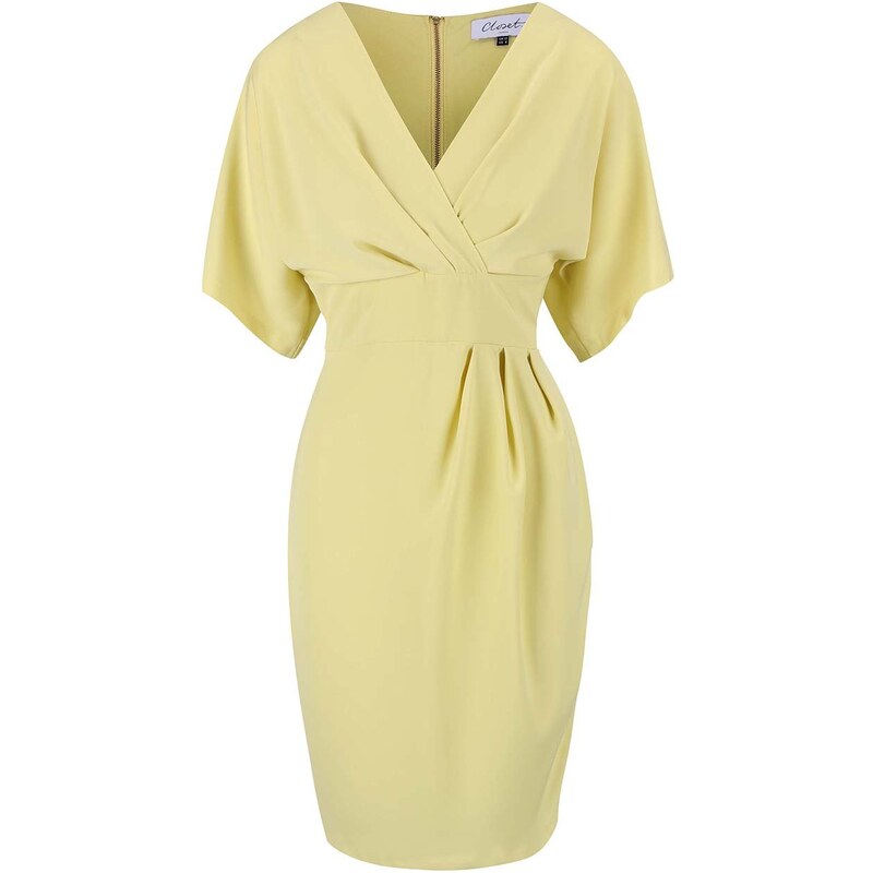 Světle žluté šaty s véčkovým výstřihem Closet