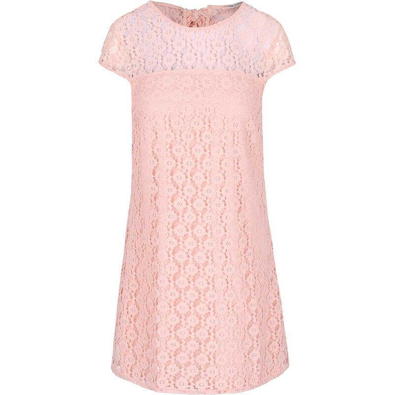 Světle růžové krajkované šaty Miss Selfridge