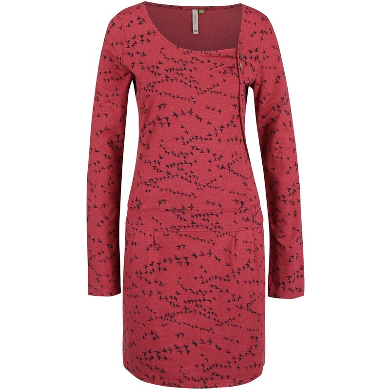 Červené vzorované šaty s dlouhým rukávem Ragwear Cami Organic