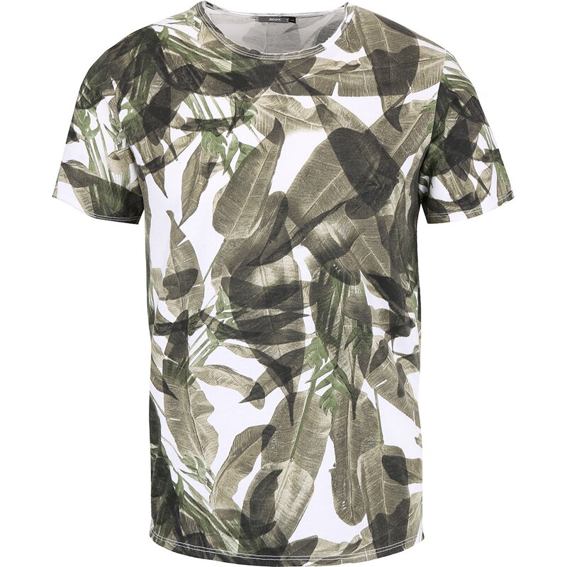 Zeleno-bílé pánské triko s tropickým vzorem ZOOT