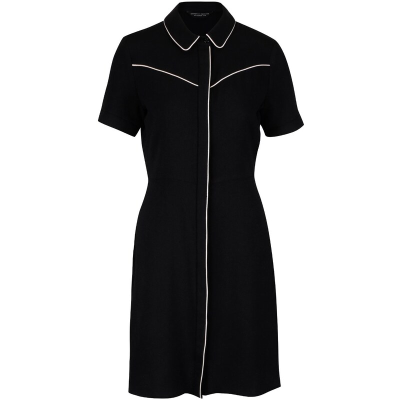 Černé šaty s límečkem a bílým lemováním Dorothy Perkins