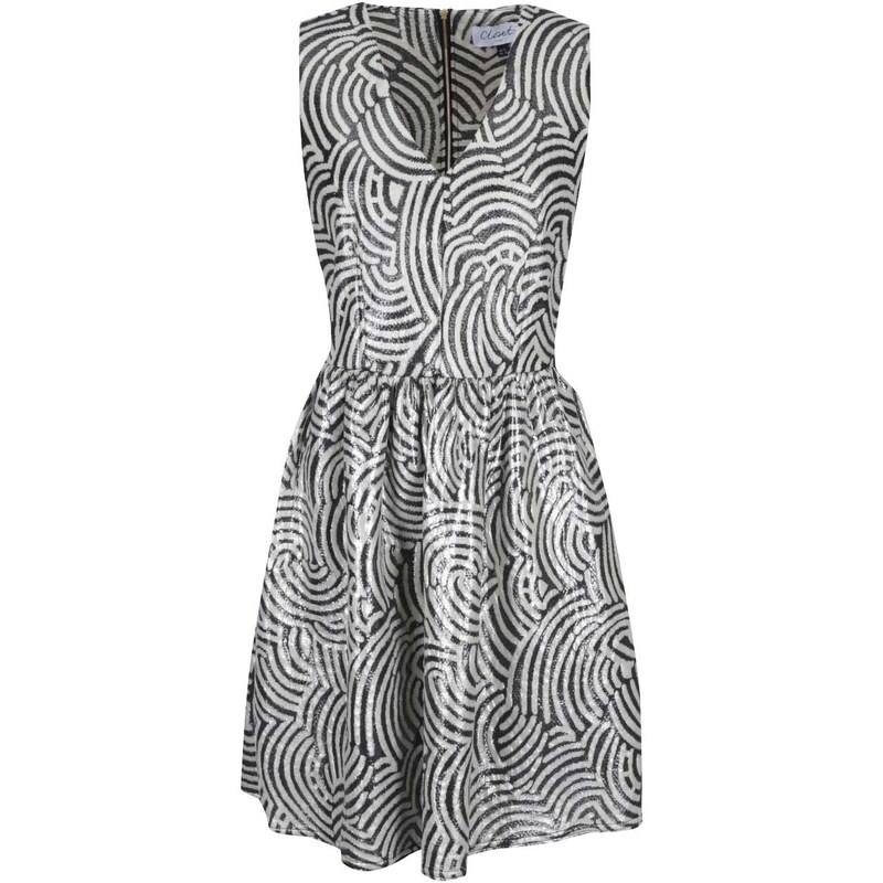 Černo-bílé vzorované lesklé šaty Closet