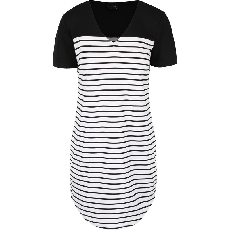 Černo-bílé pruhované šaty VILA Tinny