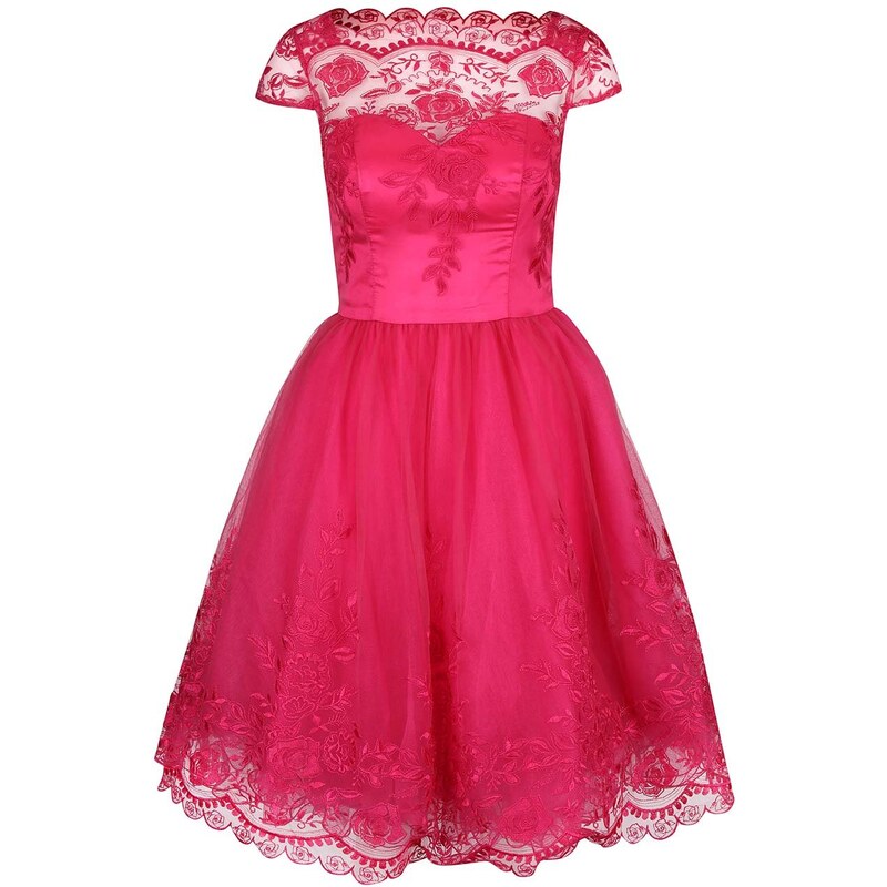 Růžové krajkové šaty Chi Chi London Ruthie