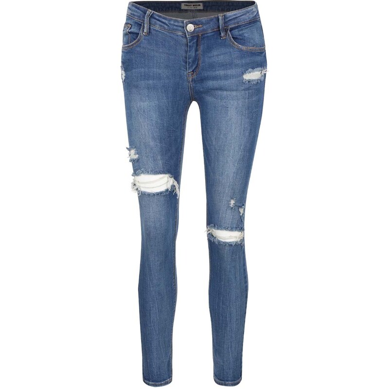 Modré skinny džíny s potrhaným efektem TALLY WEiJL