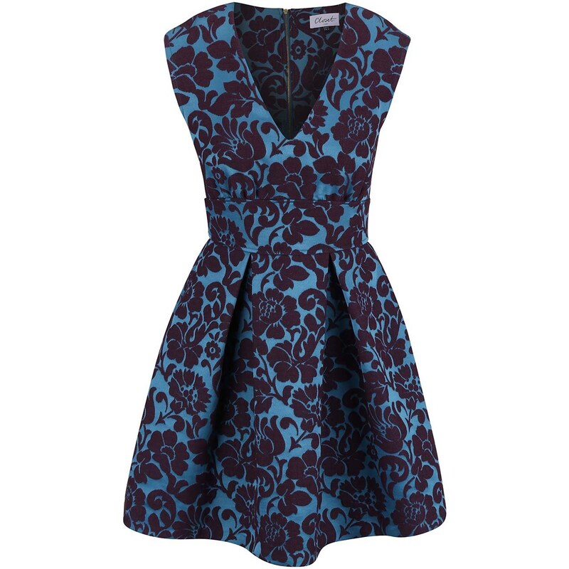Modré šaty s žakárovým vzorem Closet