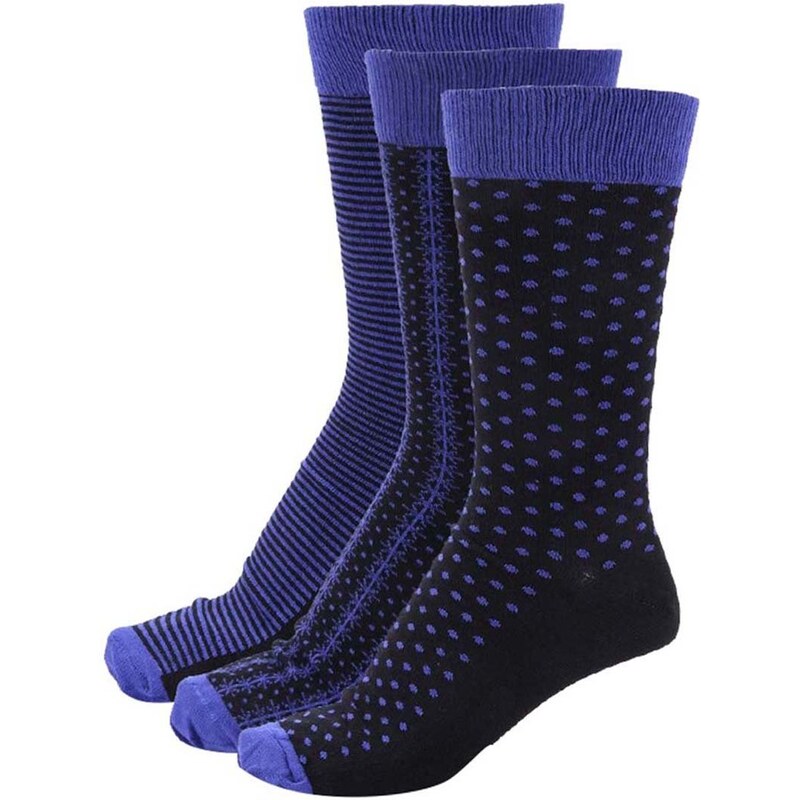 Sada tří modro-černých pánských ponožek Oddsocks Matt