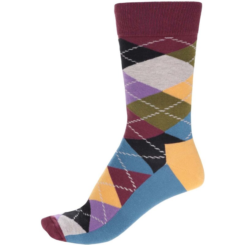 Červeno-modré unisex kostkované ponožky Happy Socks Argyle