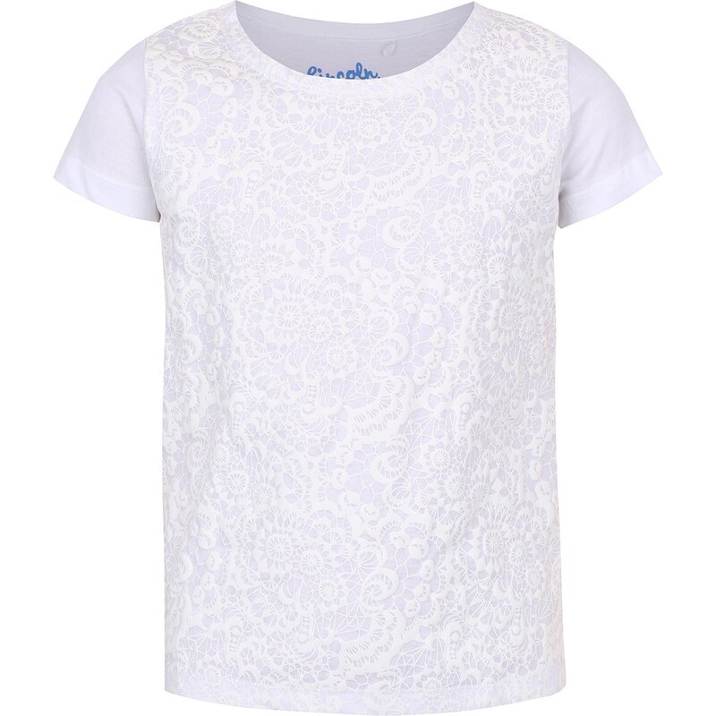 Bílé holčičí tričko s krémovým vzorem 5.10.15.