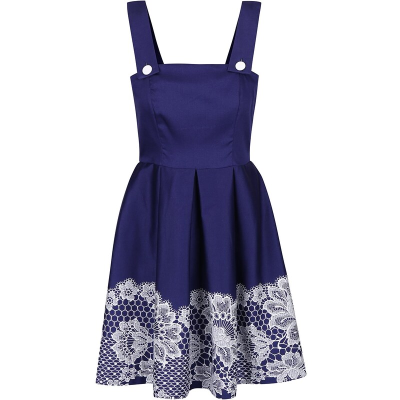 Modré šaty s potiskem krajky Closet