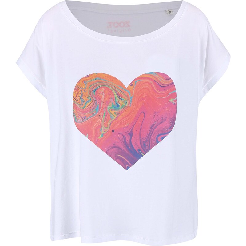 Bílé dámské oversize tričko se srdcem ZOOT Originál Rainbow
