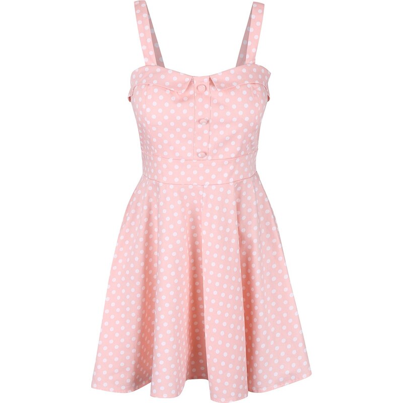 Růžové šaty s bílými puntíky Apricot