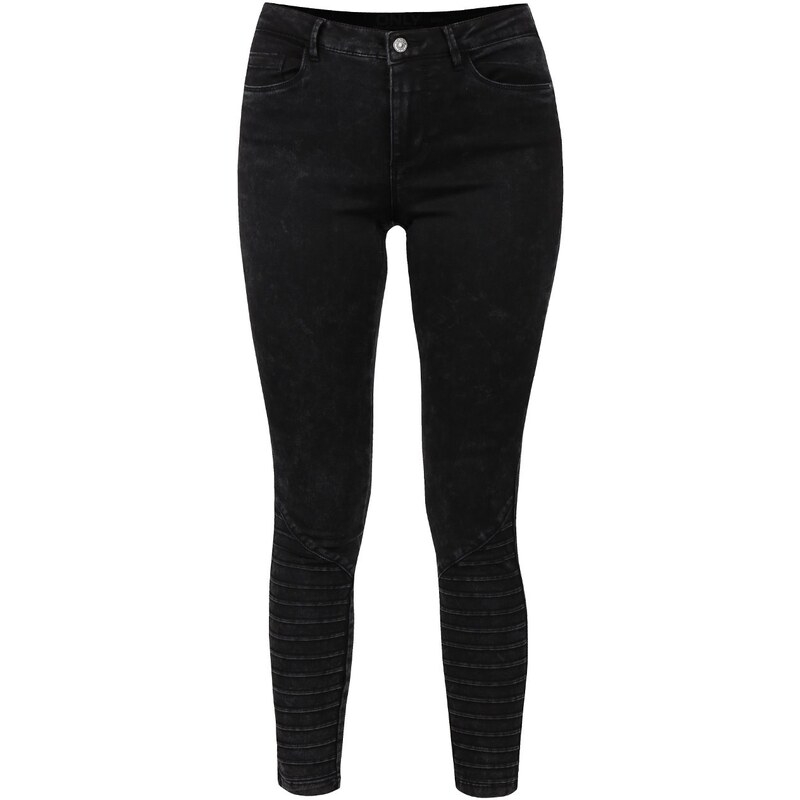 Černé žíhané skinny džíny s detaily ONLY Royal