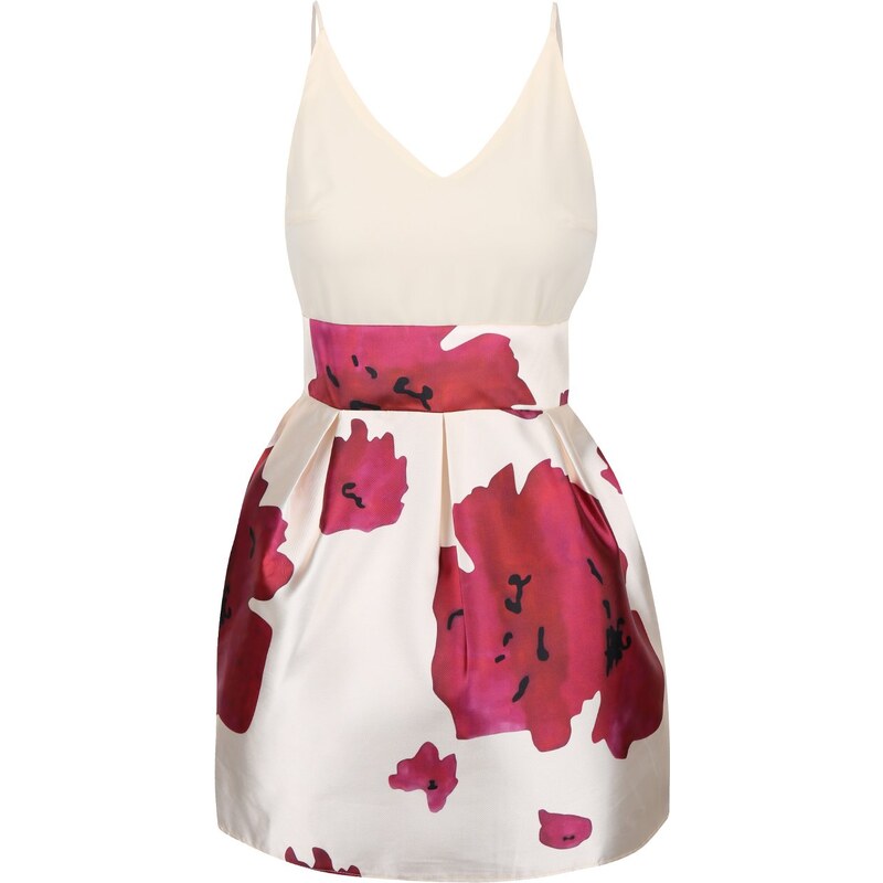 Krémové krátké šaty s květy AX Paris