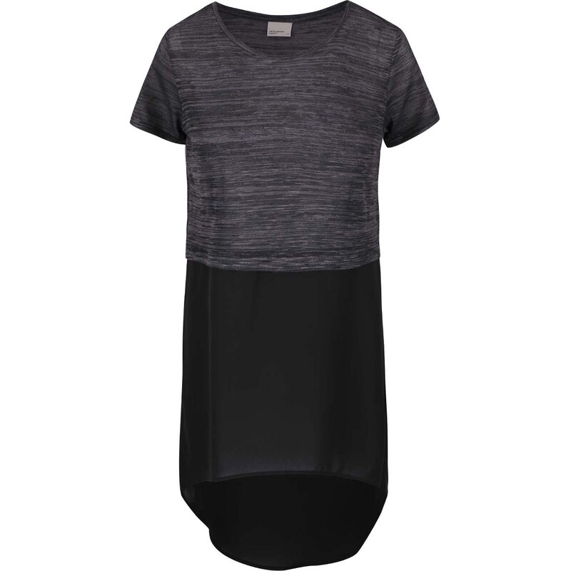 Černo-šedé dlouhé tričko Vero Moda Juca