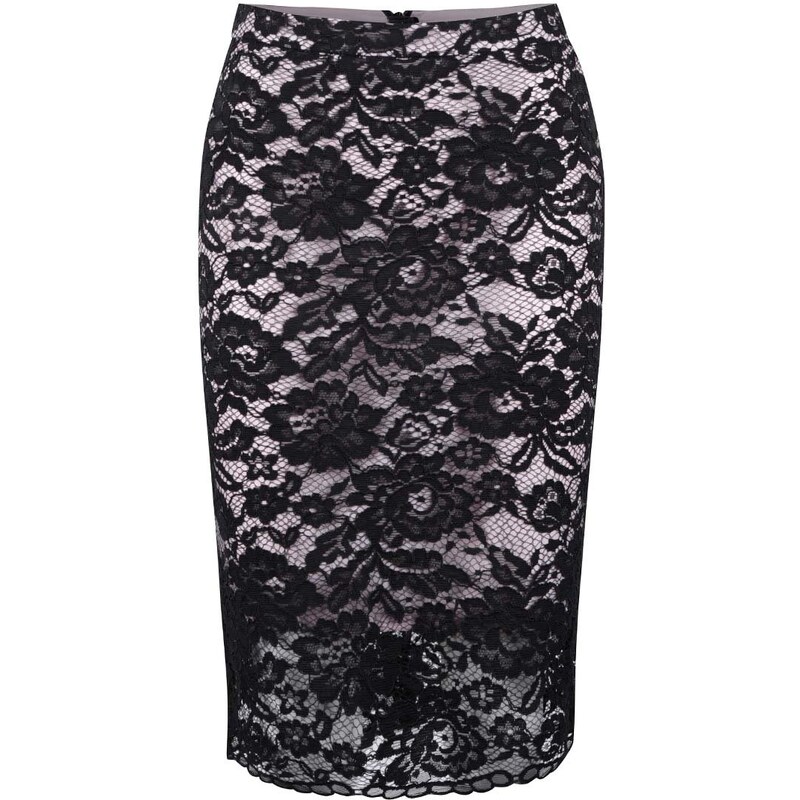 Černo-růžová krajková sukně Miss Selfridge