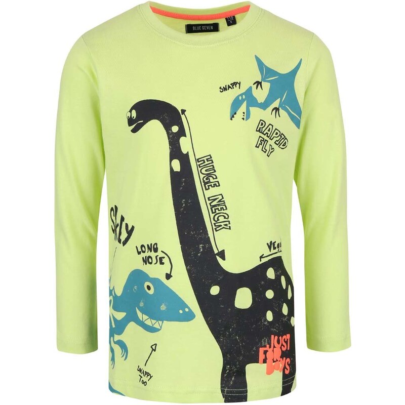 Zelené klučičí triko s potiskem dinosaurů a dlouhým rukávem Blue Seven