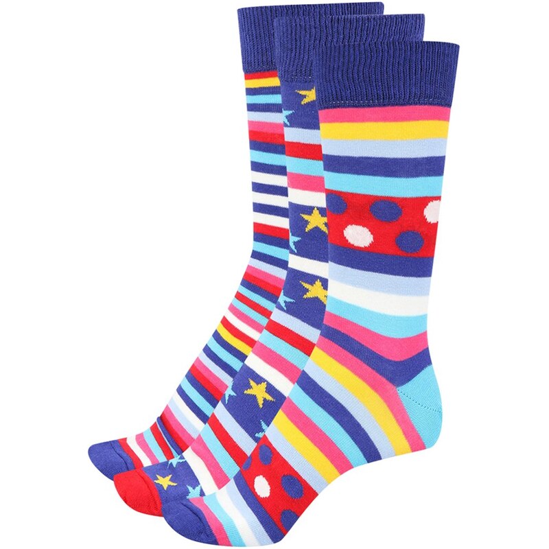 Set tří pánských ponožek laděný do modra Oddsocks George
