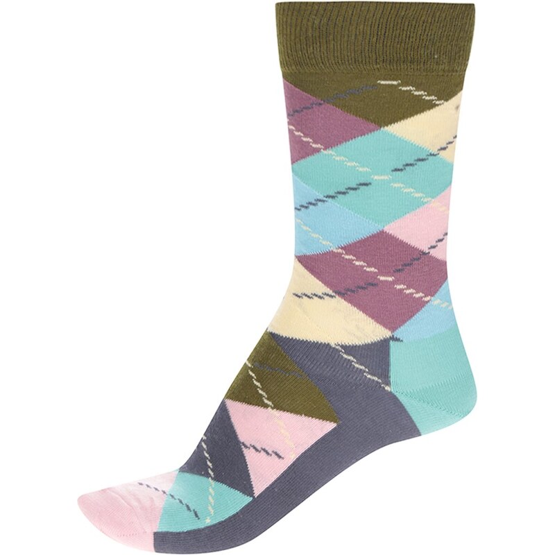 Tmavě modré unisex kostkované ponožky Happy Socks Argyle