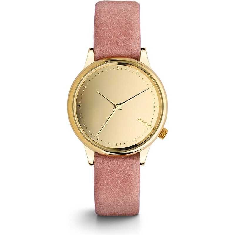Růžové dámské hodinky s ciferníkem ve zlaté barvě Komono Estelle Mirror
