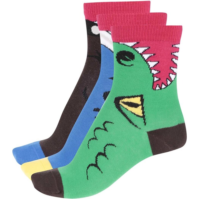 Sada tří barevných klučičích ponožek Oddsocks Animal
