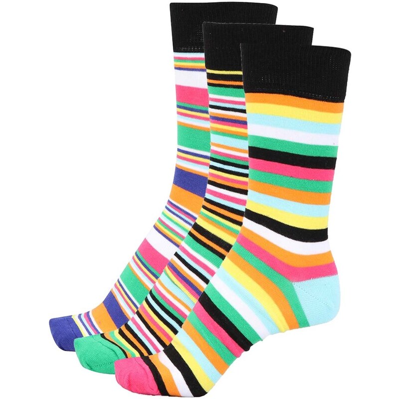 Sada tří unisex barevných pruhovaných ponožek Oddsocks Brian
