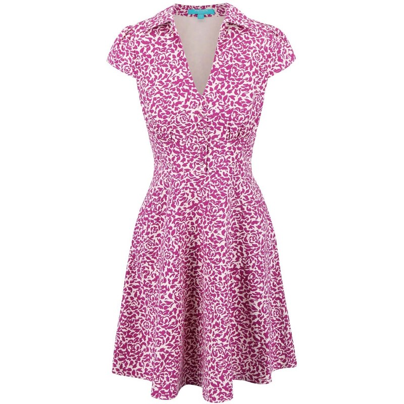 Růžové vzorované šaty s límečkem Fever London Betty
