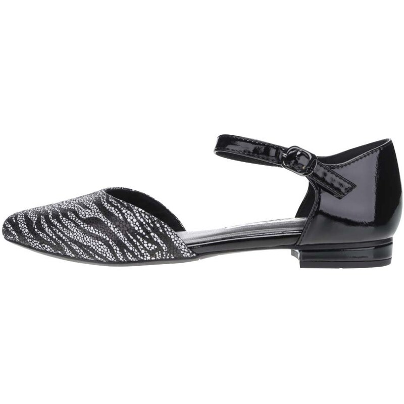 Bílo-černé vzorované sandály s plnou špičkou Tamaris