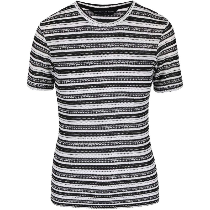 Krémovo-černé vzorované tričko Dorothy Perkins