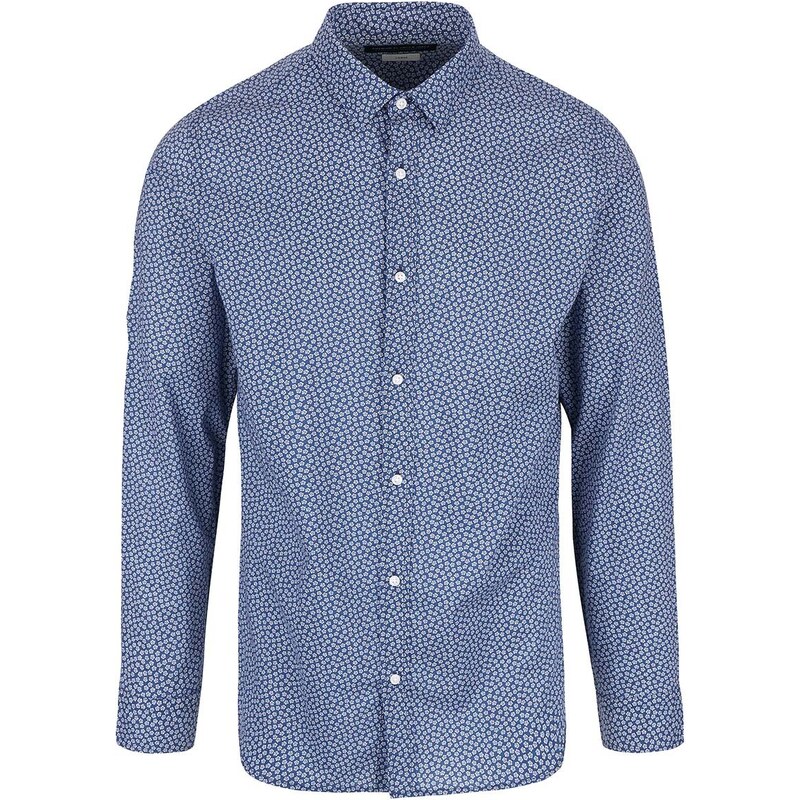 Tmavě modrá vzorovaná slim-fit košile Jack & Jones Newcastle