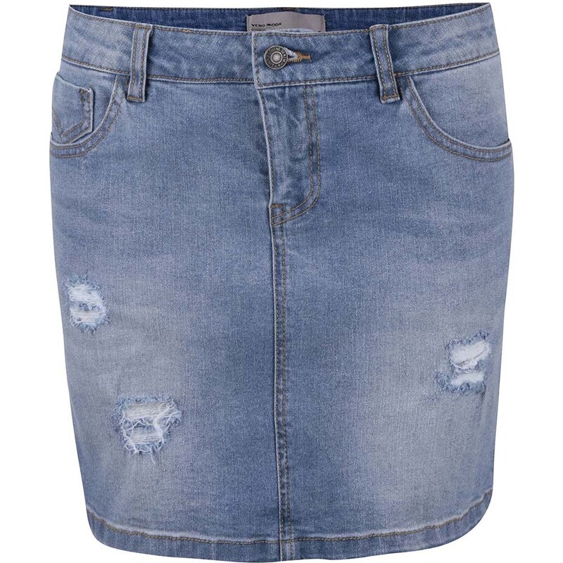 Světle modrá džínová sukně s potrhaným efektem Vero Moda Be Lea